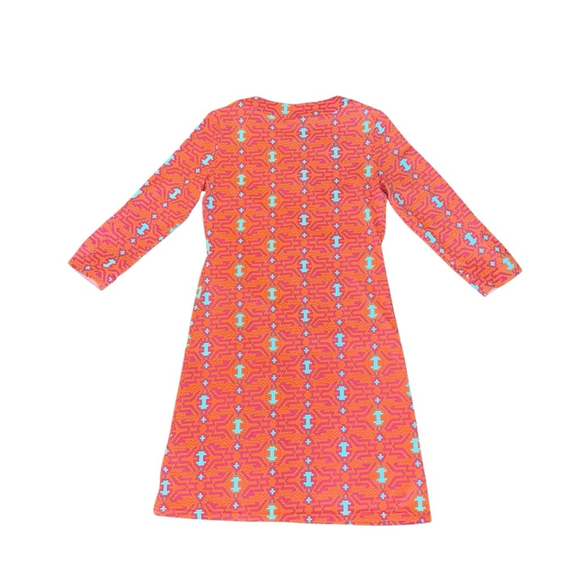 Ellie Kai XS Orange Turquoise Southwestern Geometric Stretch PERFORMANCE Dress - Picture 10 of 10